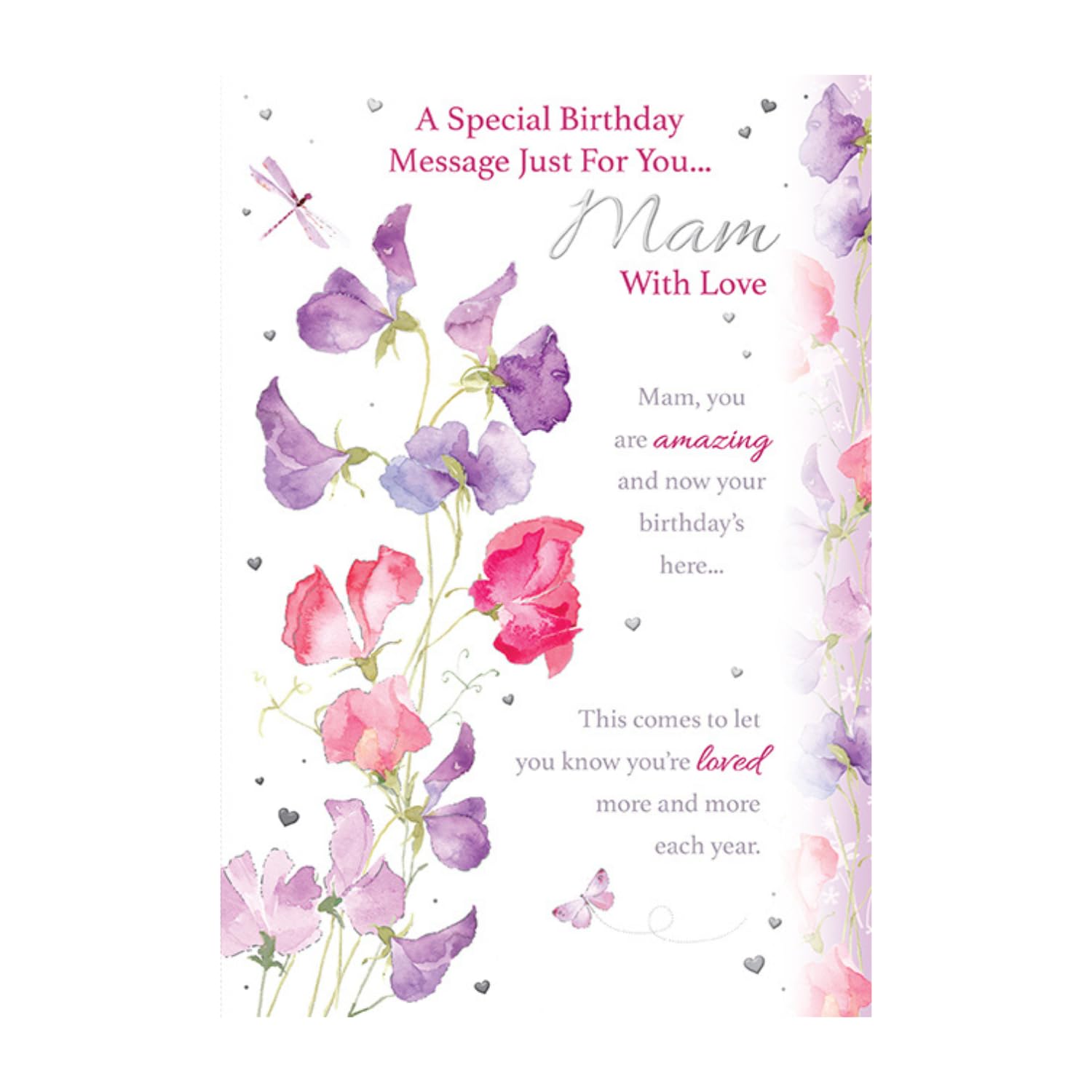 WORDS 'N' WISHES Traditional Mam Birthday Card, Birthday Card Mam, Multi-Coloured 23.5 x 16.5 cms