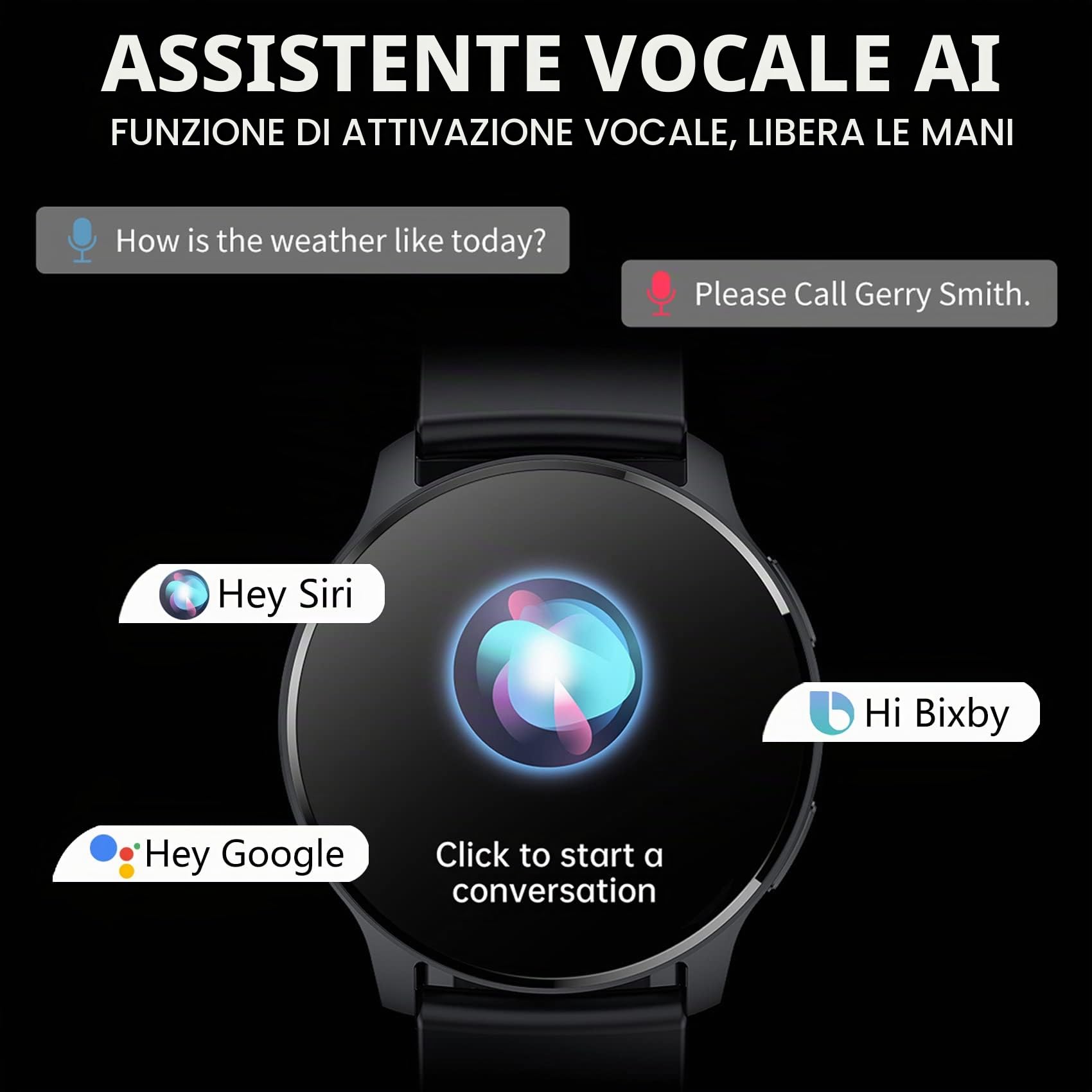 Smartwatch Donna Uomo Orologio Chiamata e Notifiche Messaggi Assistente Vocale Smart Watch per Android iOS Fitness Orologio Digitale con Cardiofrequenzimetro, SpO2, Sonno, Contapassi, 20 Sportivo