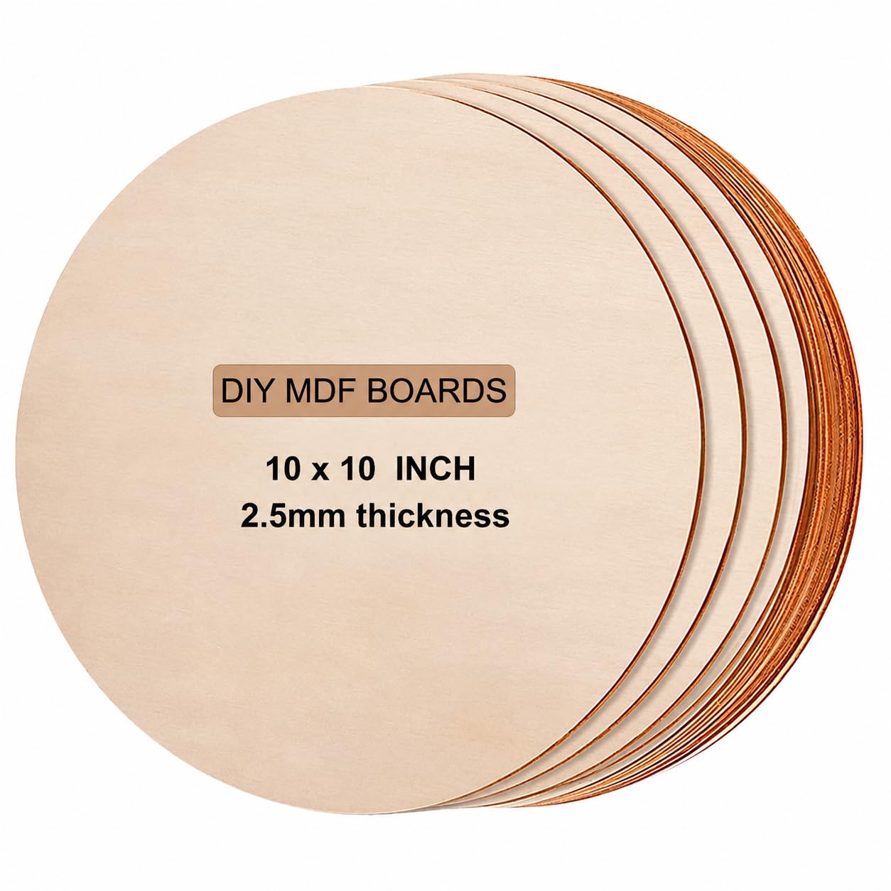 MDF Board Cutouts | 2.5mm Thick Circle Boards (20, 10 X 10 Inch) | Smooth Surface, Laser Cut Circles, Craft Projects, Lightweight, Unfinished Wood-image-26