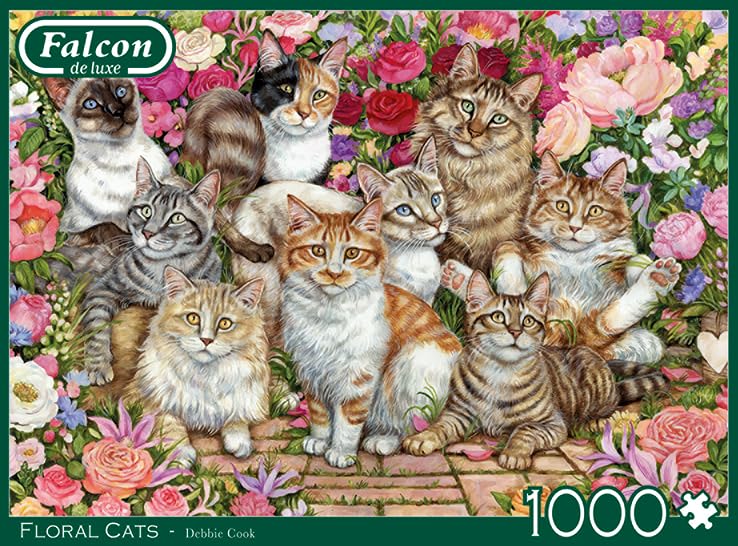 Amazon.com: Jumbo 11246 Falcon de Luxe-Floral Cats 1000 Piece