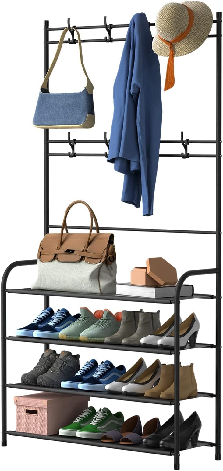 Amazon.com: Simple Houseware Coat Rack with Storage Shelf, Black : Home ...