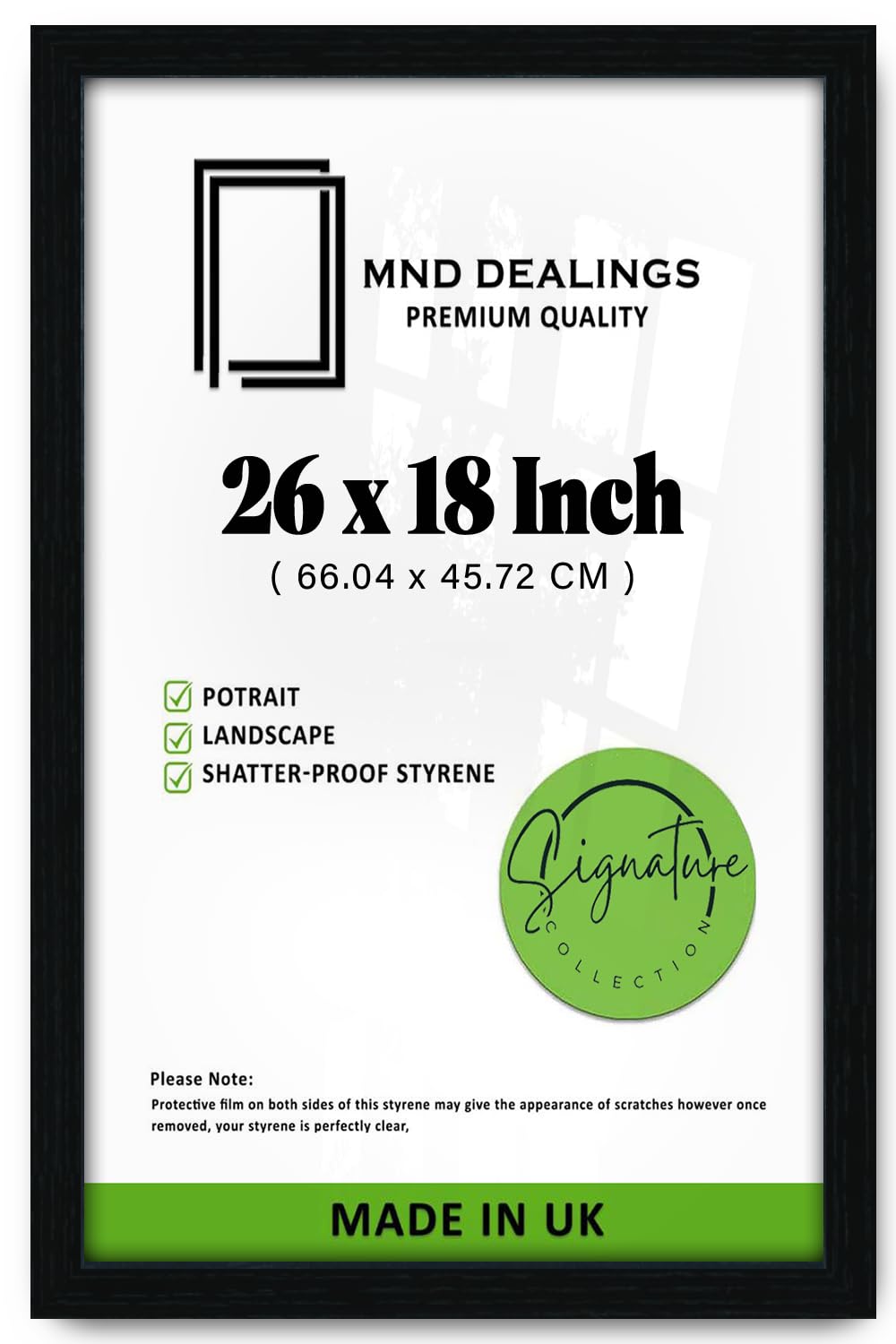 MND Dealings 18x26 inch Black Photo Picture (45.72X66.04 CM) Display Frame with Classic Design - Home Décor Frame Gifting – Made of Solid MDF Wood - Office, Hotel, Photo, Gallery Art (Black)