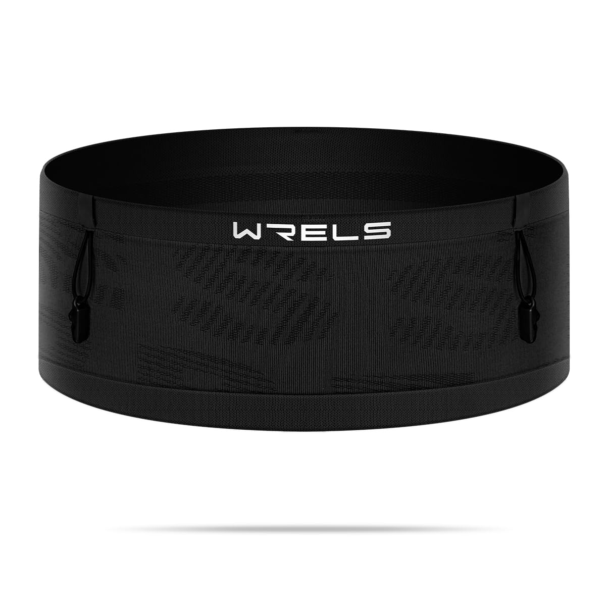 WRELS Slim Running Belt with Bib Number Clip,Elastic Phone Holder Fanny Pack for Women Men,Large Capacity Fitness Waist Pack Holds Water Bottle, Keys, Cards, Black-M, Medium-image-15