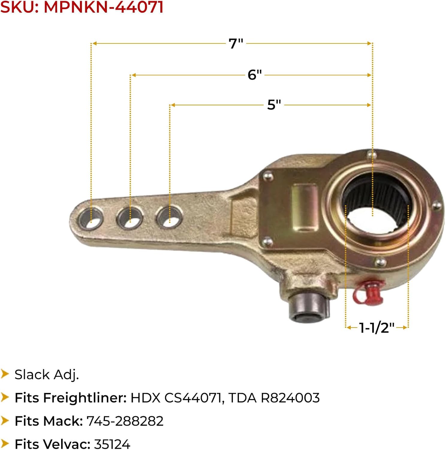 Mytee Products 6 Pk Air Brake Manual Slack Adjuster w/Bronze Bushing Replaces OEM 035124, 10355, 2011H, 3503613, 745-288282, 8235R823002, A43275X596