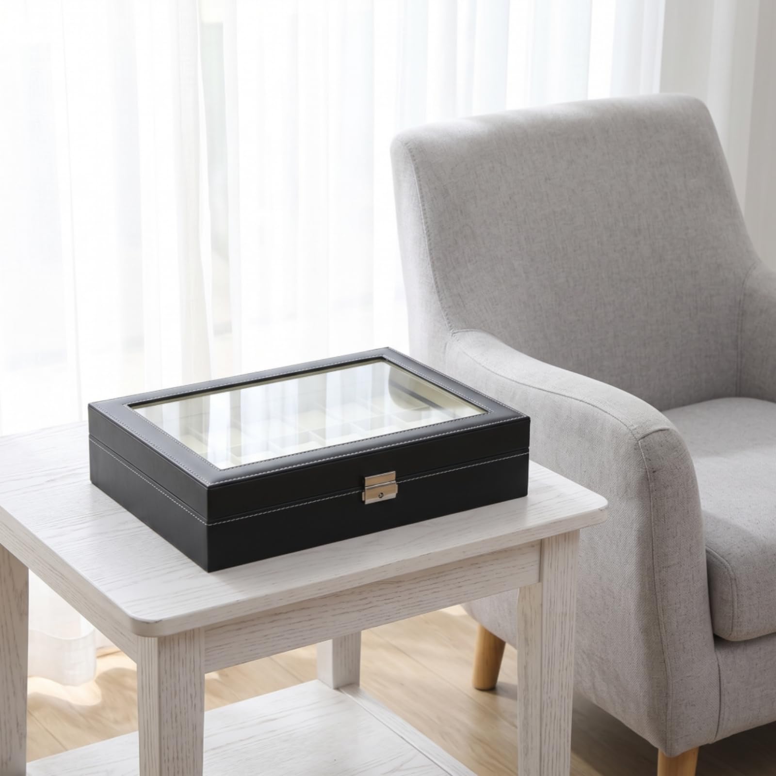 Organizador Relojes con Tapa Elegante Estuche Suave Caja para Hombres