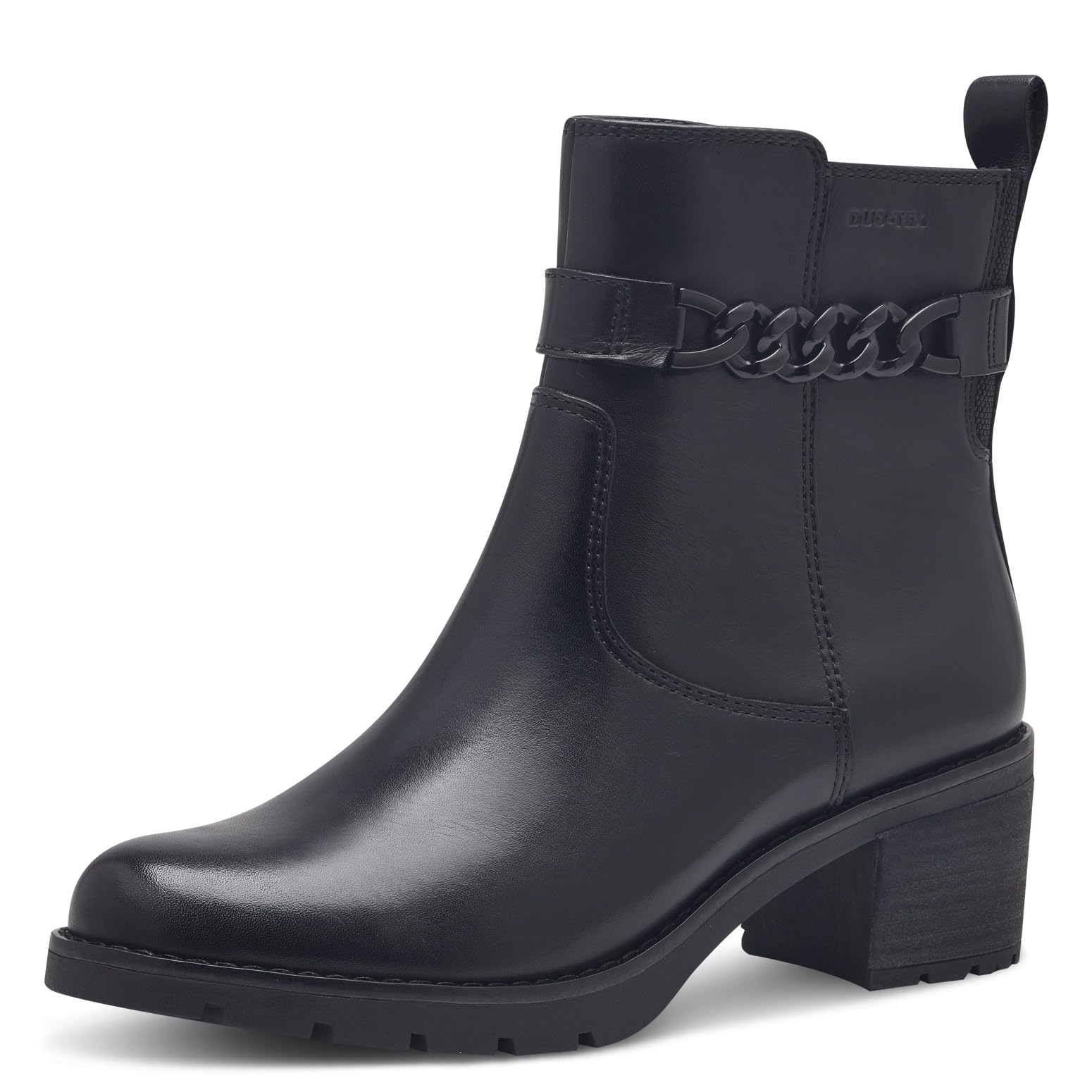 Tamaris Comfort Women’s Ankle Boots with Heel Leather Block Heel , Black Nappa, 6,5 UK