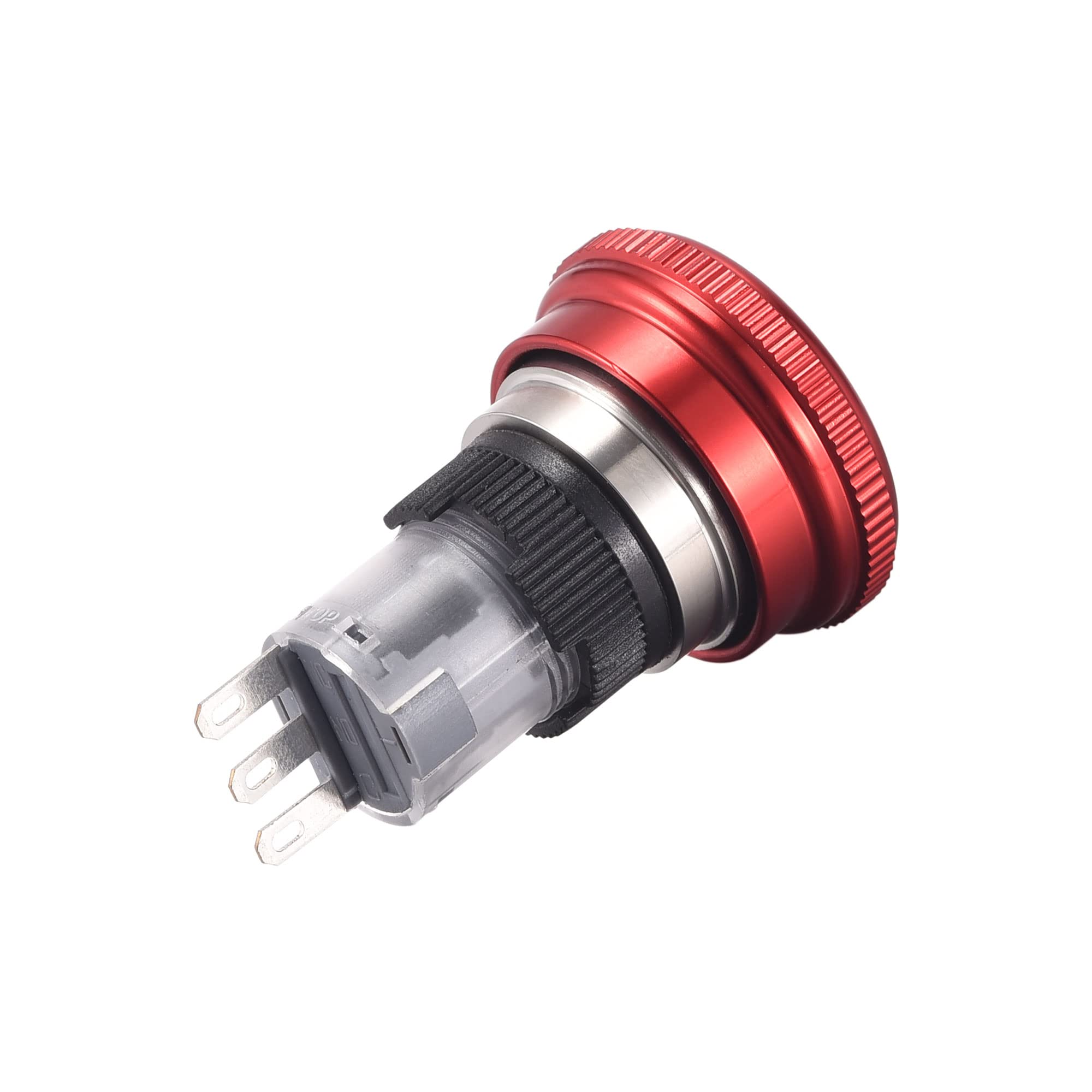 sourcing map 16mm Montaje Enclavamiento Emergencia Parada Pulsador Botón Interruptor AC250V 5A 1NO 1NC