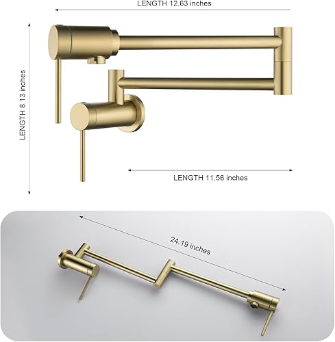 Miniatura 6 de Grifo de llenado de ollas de cocina de montaje en pared, brazo oscilante plegable giratorio de 360, tecnología de junta de rodamiento incorporada,