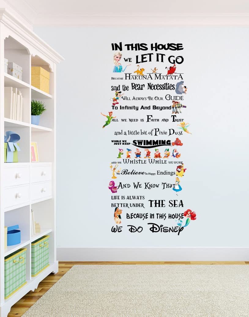 in This House We Do Disney Style Quote Rules Vinyl Wall Art Stickers Nursery, Multi