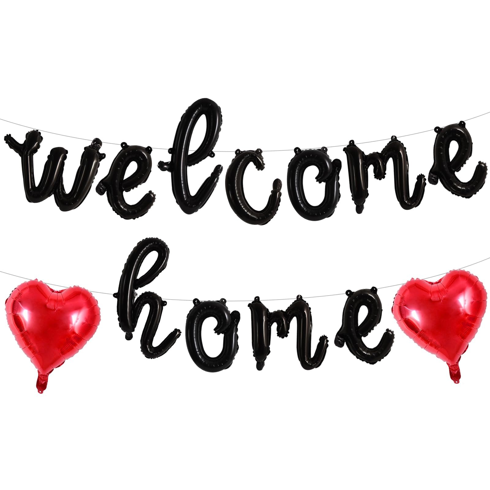 DecoGlee Welcome Home Balloons,Black Cursive Welcome Home Foil Balloons Banner 16 Inch Party Decorations for Homecoming Party Decorations House Warming Family Gathering Supplies â image 1