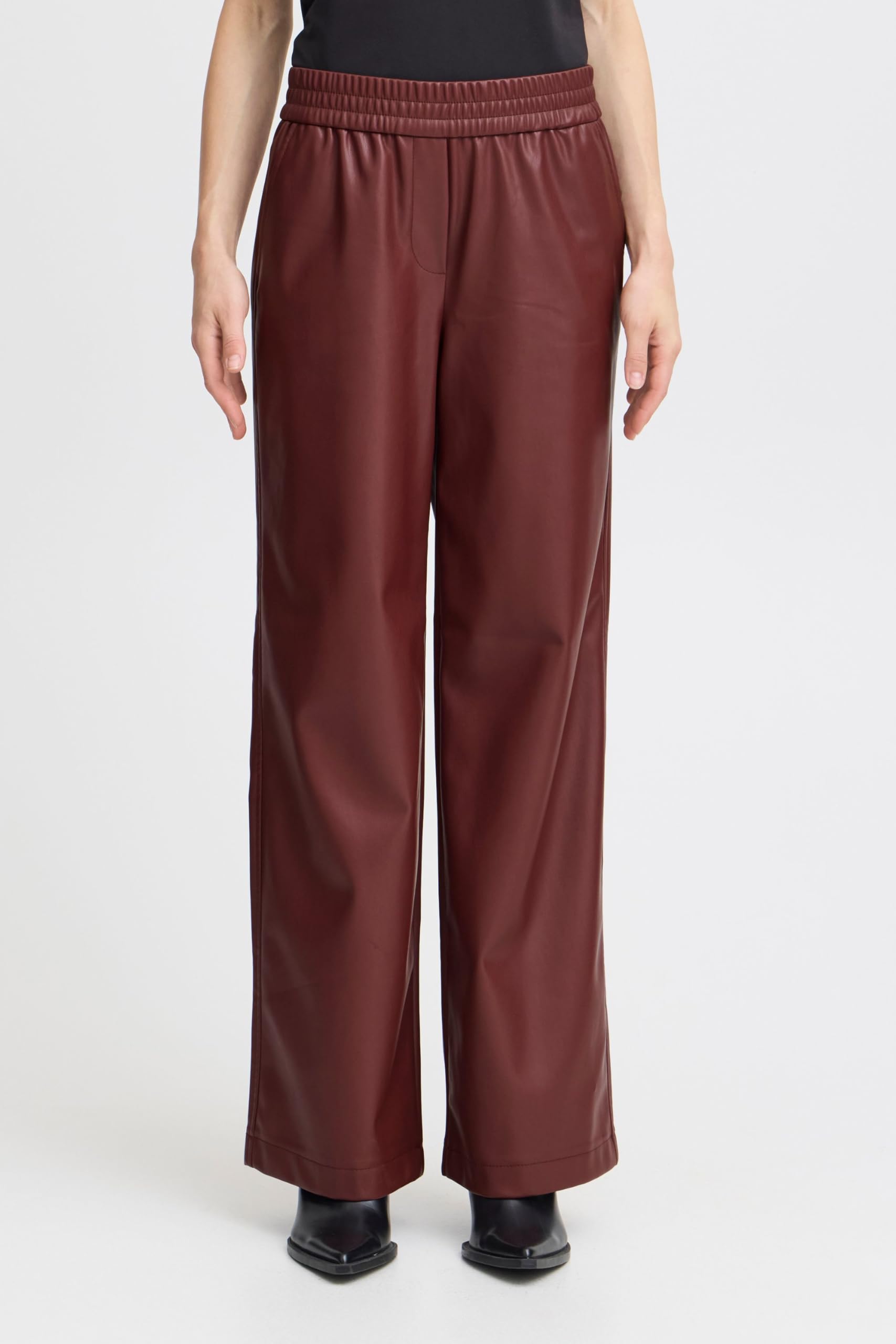 b.young BYDaja Damen Hose Lederimitat-Hose Pants mit Eingrifftaschen Gummizug Regular fit