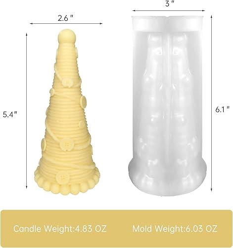 Miniatura 3 de Molde de silicona para árbol de Navidad con botones, moldes de vela de silicona 3D para hacer velas, resina epoxi, manualidades de Navidad, jabón