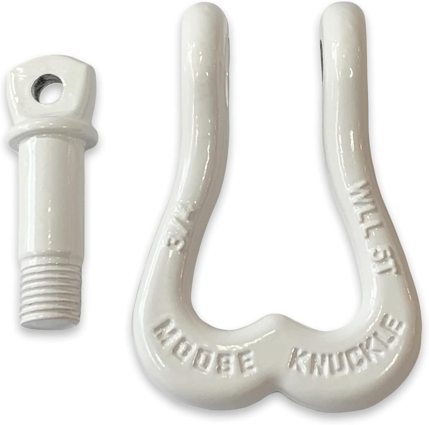 Moose Knuckle Offroad XL 3/4" Shackles | 10,000 lbs Capacity - High-Strength Carbon Steel 7/8" Pin Recovery Gear | Powder Coated Shackle Towing Accessories - Pure White