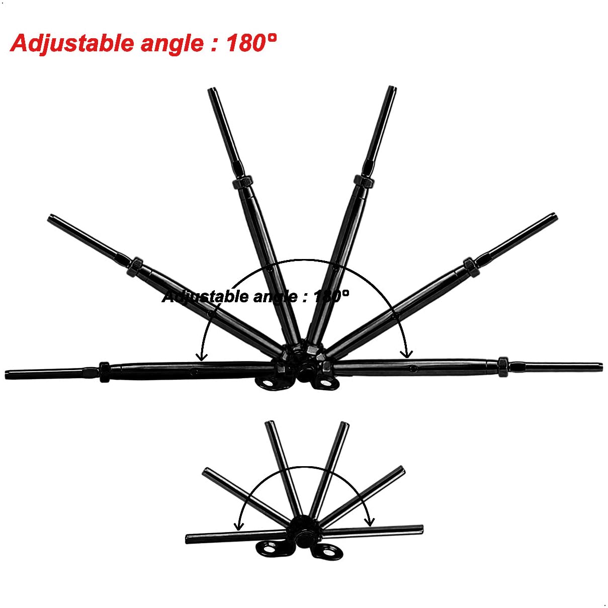 1/8 Black Stainless Steel Cable Railing Hardware Kit, 12 Pairs | T316 Marine Grade, Thick Plate, For 1/8 Cable Railing System, Adjustable Angle