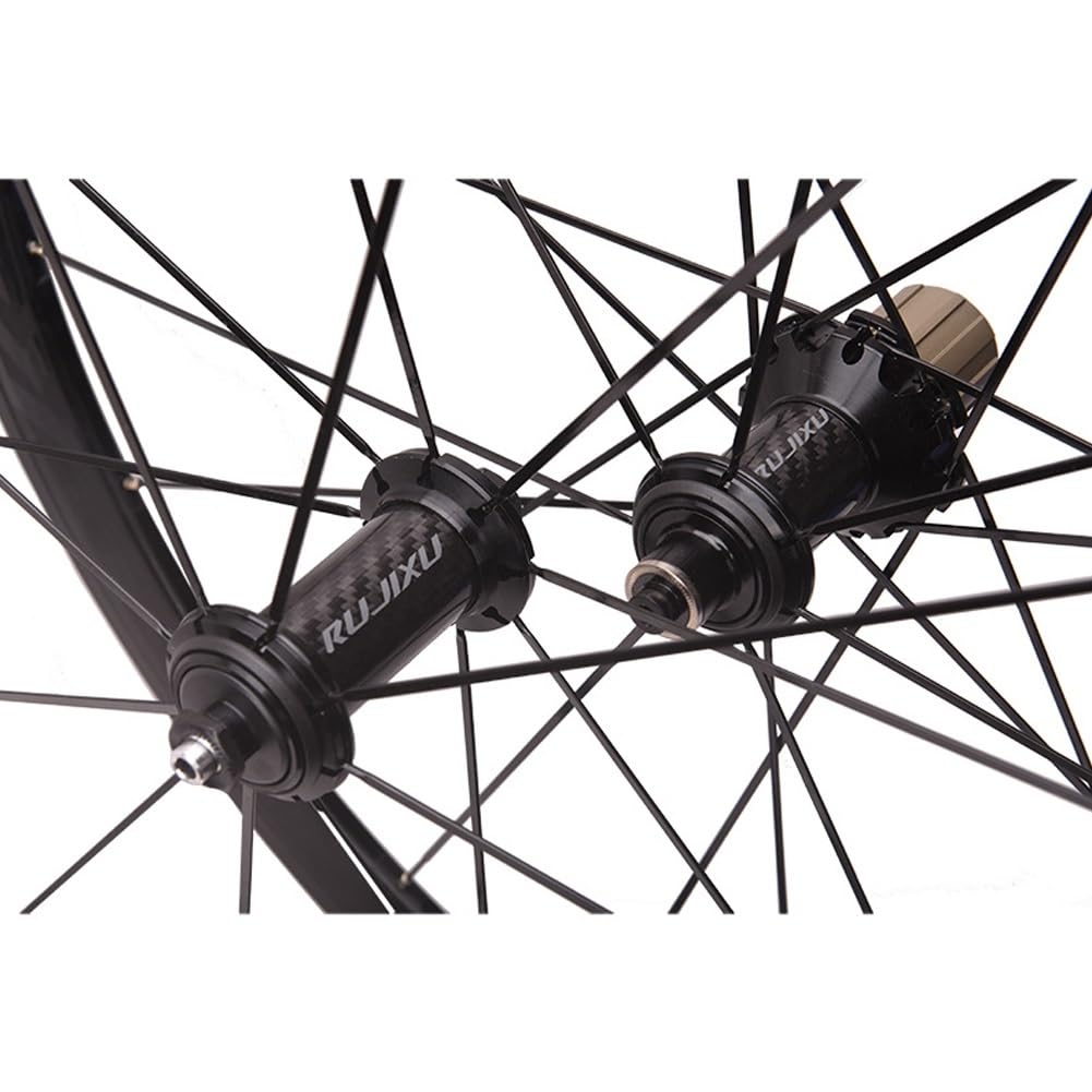Superlight Road Bike Wheelset 700c Rim Brake with 50mm Depth Rims, 23c-25c-28c-32c Tubeless/Clincher Carbon Fiber Wheels Suitable for 9-12Speed with Quick Release(Black)