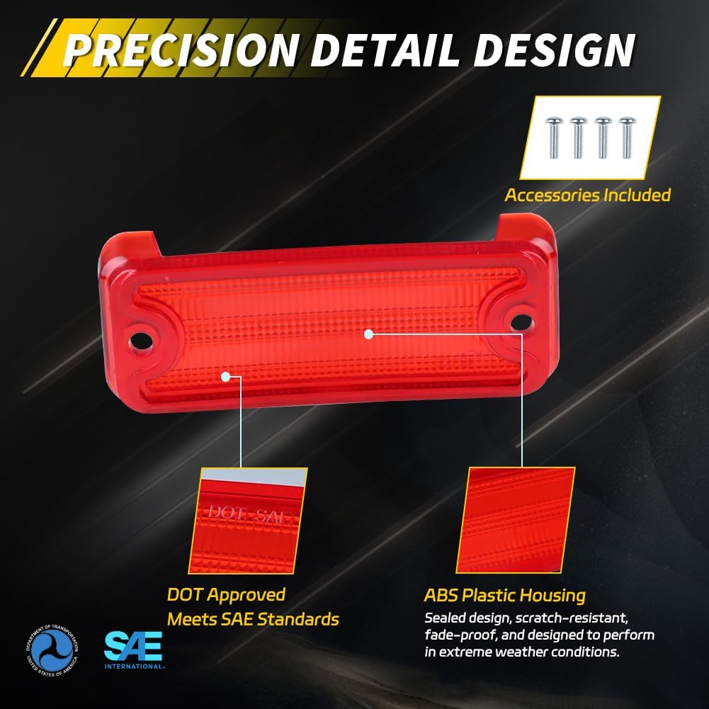 Rear Bumper Reflector Compatible with 1969 1970 1971 1972 Chevy El Camino, [DOT Certified] [IP67 Waterproof] Rear Bumper Reflector Cover [No Bulbs], 2 PCS, Red Lens