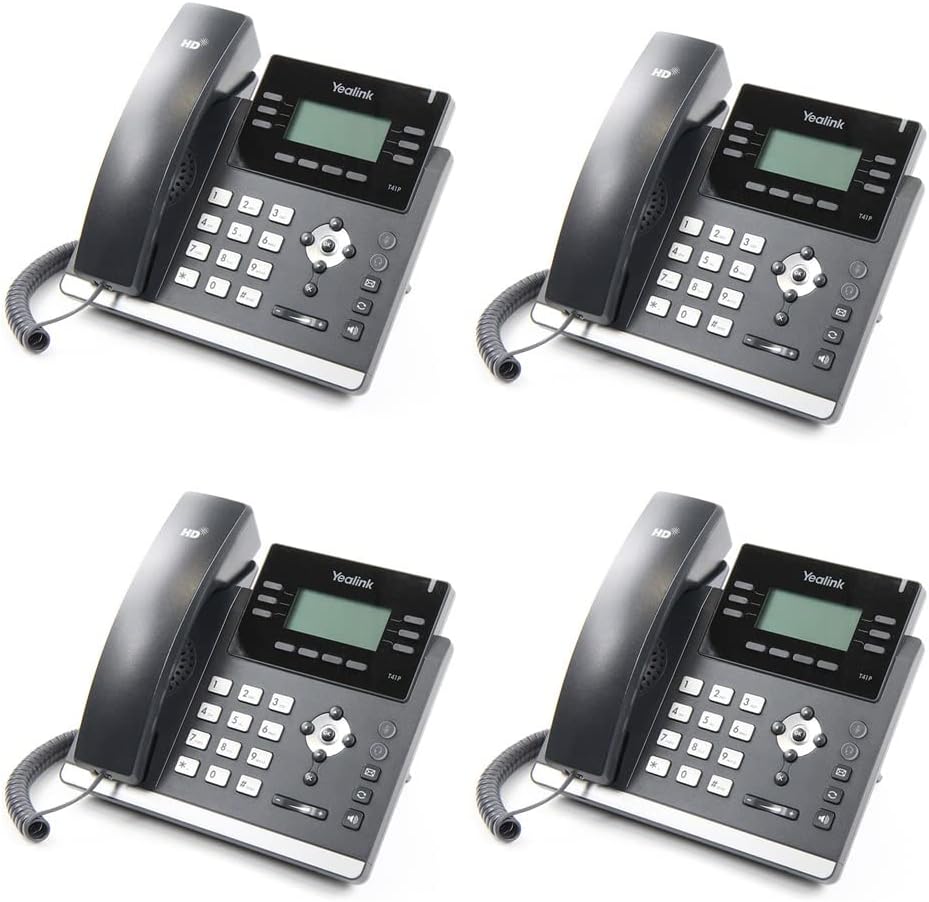 Yealink SIP-T41P Bundle of 4 IP Phone Revolutionarily New Design 3 VoIP Accounts