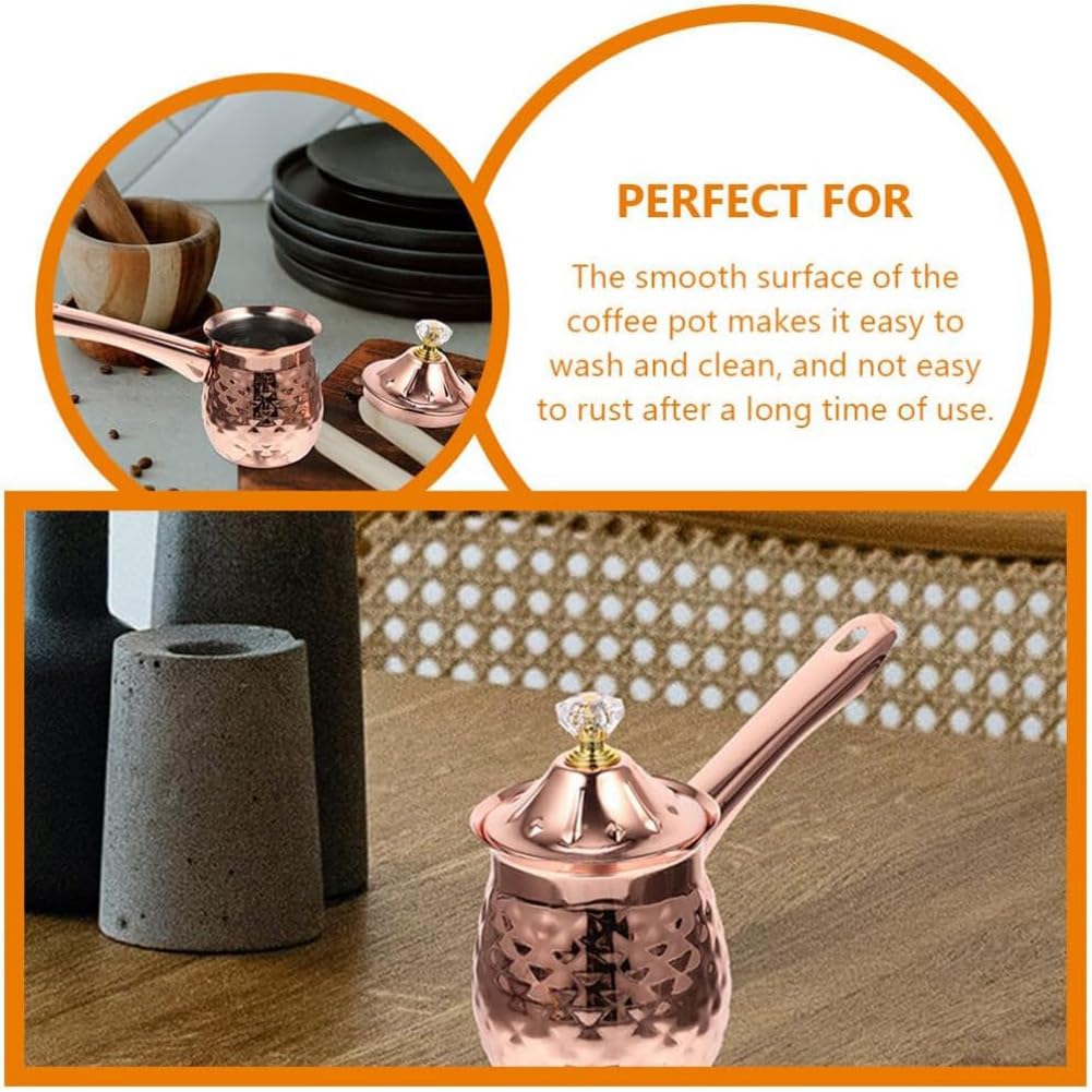 Caffettiera turca, Caffettiera in rame, Bollitore per tè, Scaldalatte, Bollitore per cioccolata calda, Bollitore per il burro, 600 ml, rosa, Alta qualità