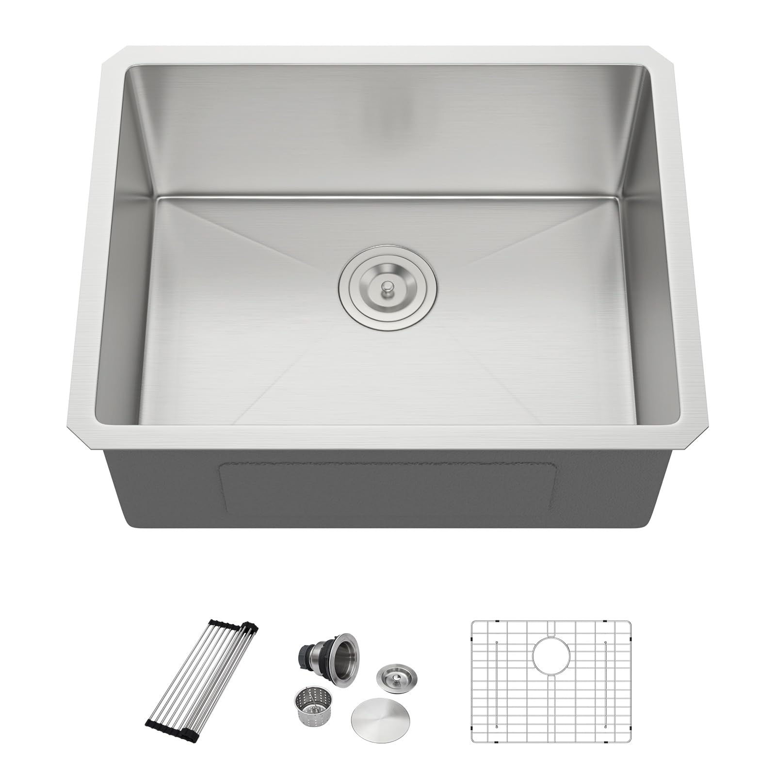 Dcolora 23 Inch Undermount Kitchen Sink Wet Bar Sink 16 Gauge Stainless Steel Deep Single…