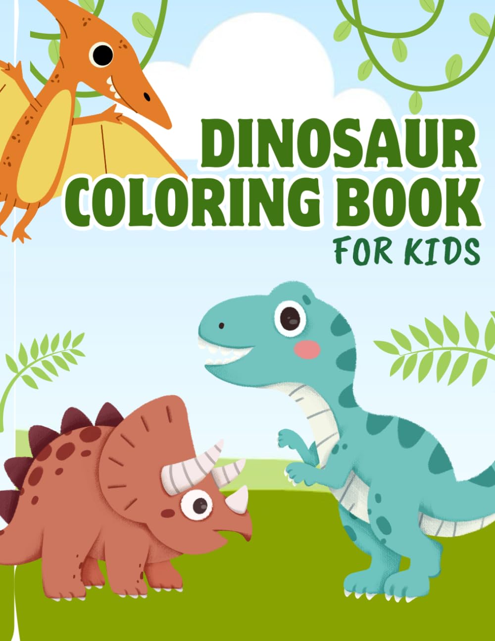 Dino Fun Coloring Book: 24 Fun and Easy Coloring Pages for Kids Ages 3-8