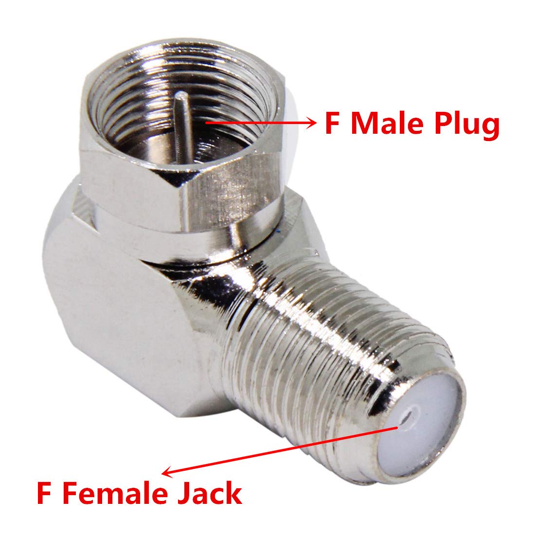 Right Angle Coax Connector, 5Pack F Type 90 Degree Coaxial Male to Female Cable Connector