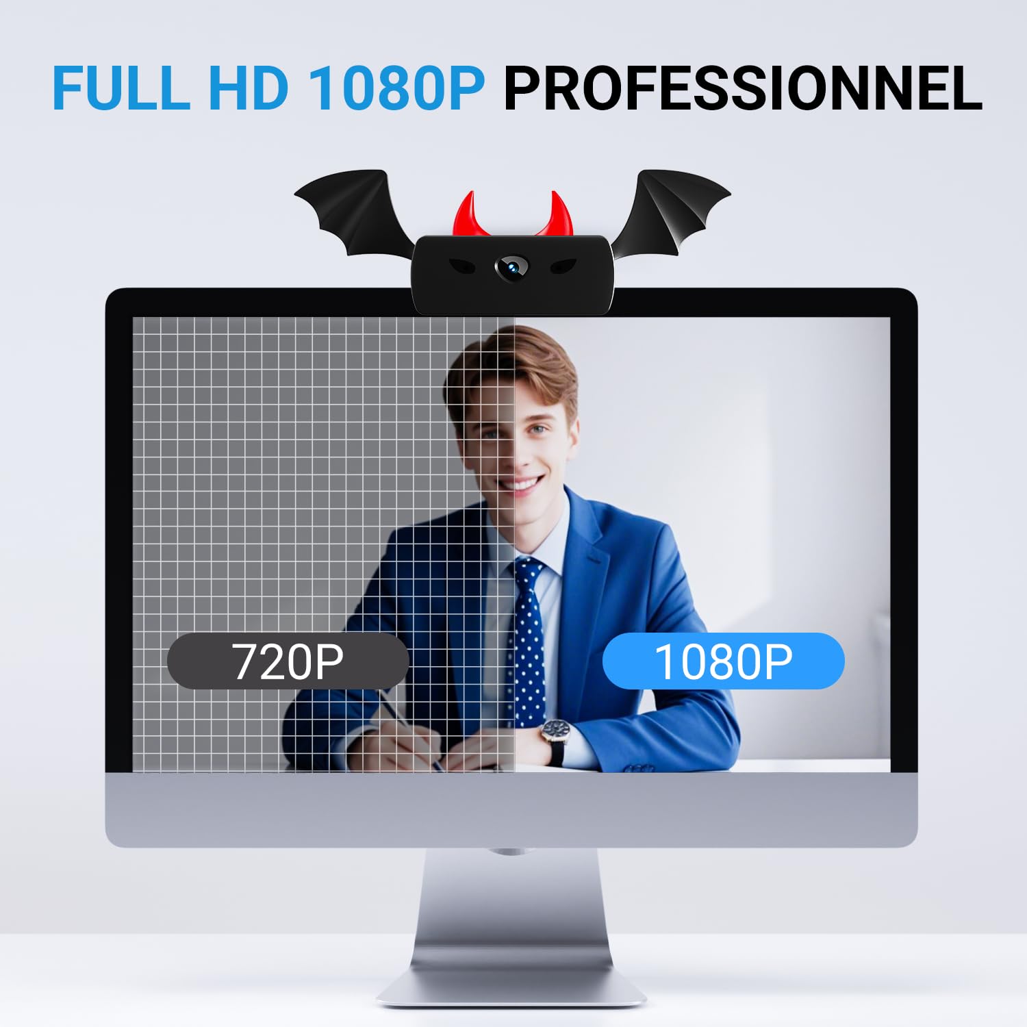 Webcam Full HD 1080P Caméra USB PC Deux Micro Plug & Play pour Ordinateur Bureau Portable Mac, Correction de la Lumière, Linux Youtube Streaming Skype Appel Vidéo Zoom Vidéoconférence (xia-1080P)