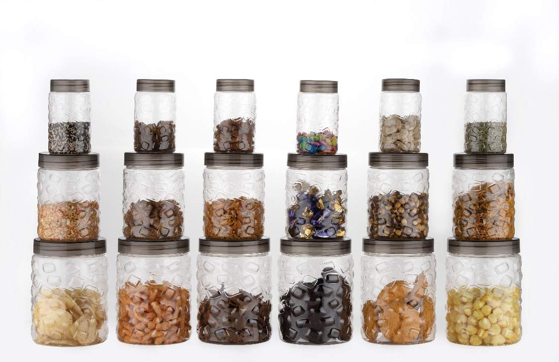 HRIM ENTERPRISE Container Set for Kitchen Airtight Jar Container Canister Set 18 Pcs, Unbreakable Plastic, Snacks Containers for Storage, Tight Containers for Kitchen (Multi Color & Design)