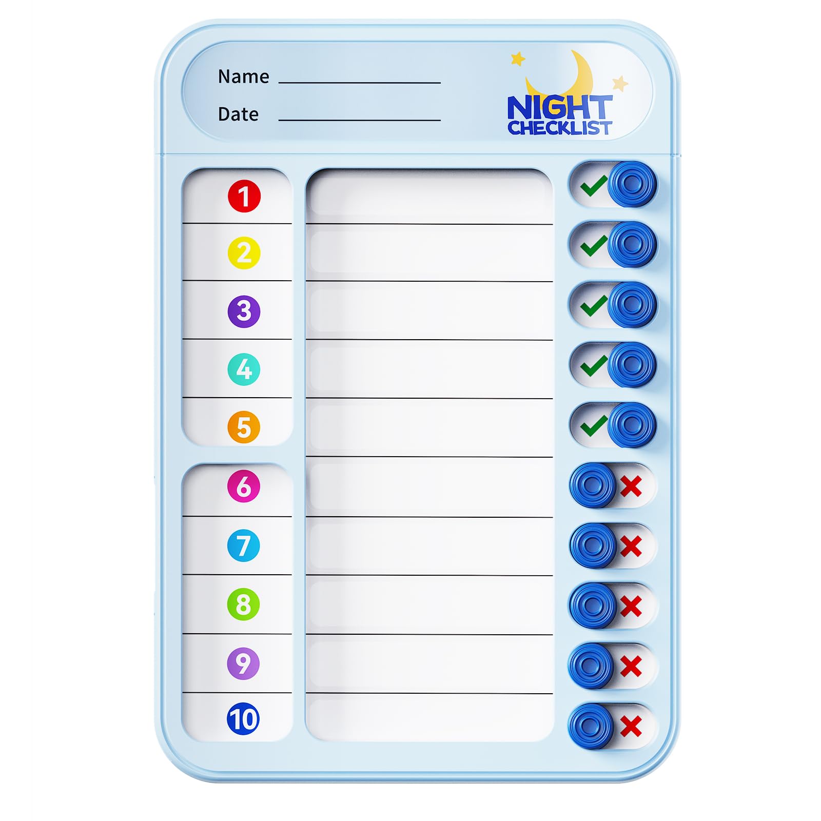 Photo 1 of Chore Chart for Kids ADHD Tools to Do List Checklist Magnetic Planning Board with Sliders, Visual Schedule Board with Dry Erase Sheets, Sticker, Marker, Routine Chart for Kids - Blue