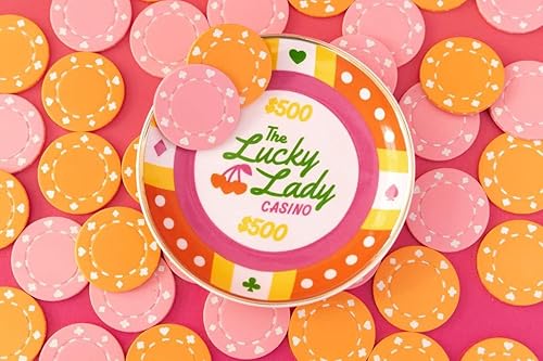 Vista 4 de ban.do Bandeja de cerámica para joyas, pequeña bandeja decorativa para llaves o decoración, bonita bandeja de casino para casino, Lucky Lady