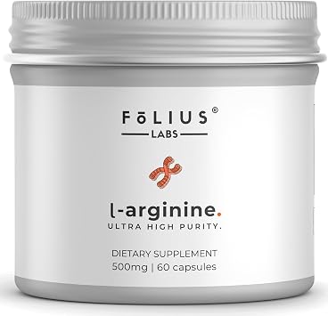 FOLIUS LABS L-Arginine 1000mg Supplement for Men and Women - Supports Nitric Oxide Production - Supports Blood Circulation - Pre Workout Amino Acid Supplement 60 Capsules