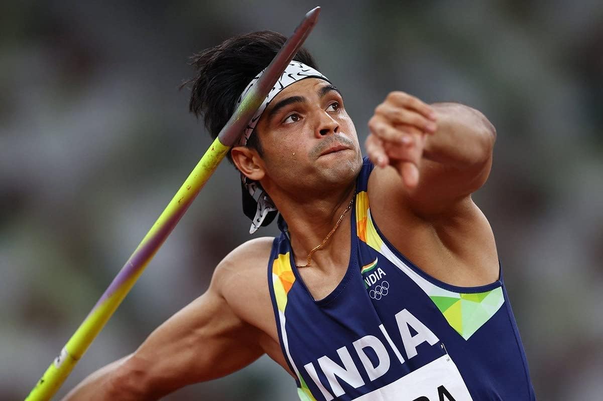 Kundan Store Neeraj Chopra Olympic Gold Medalist Poster | Matte Finish Wall Poster | 12 x 18 Inches | Unframed Multi-Color Print for Bedroom, Office, Living Room, or Gift