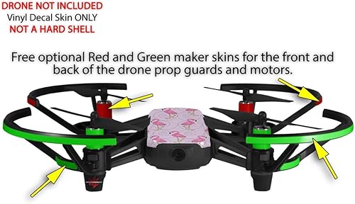 Miniatura 3 de Skin Decal Wrap 2 Pack Compatible with DJI Ryze Tello Flamingos on Pink Drone NOT Included