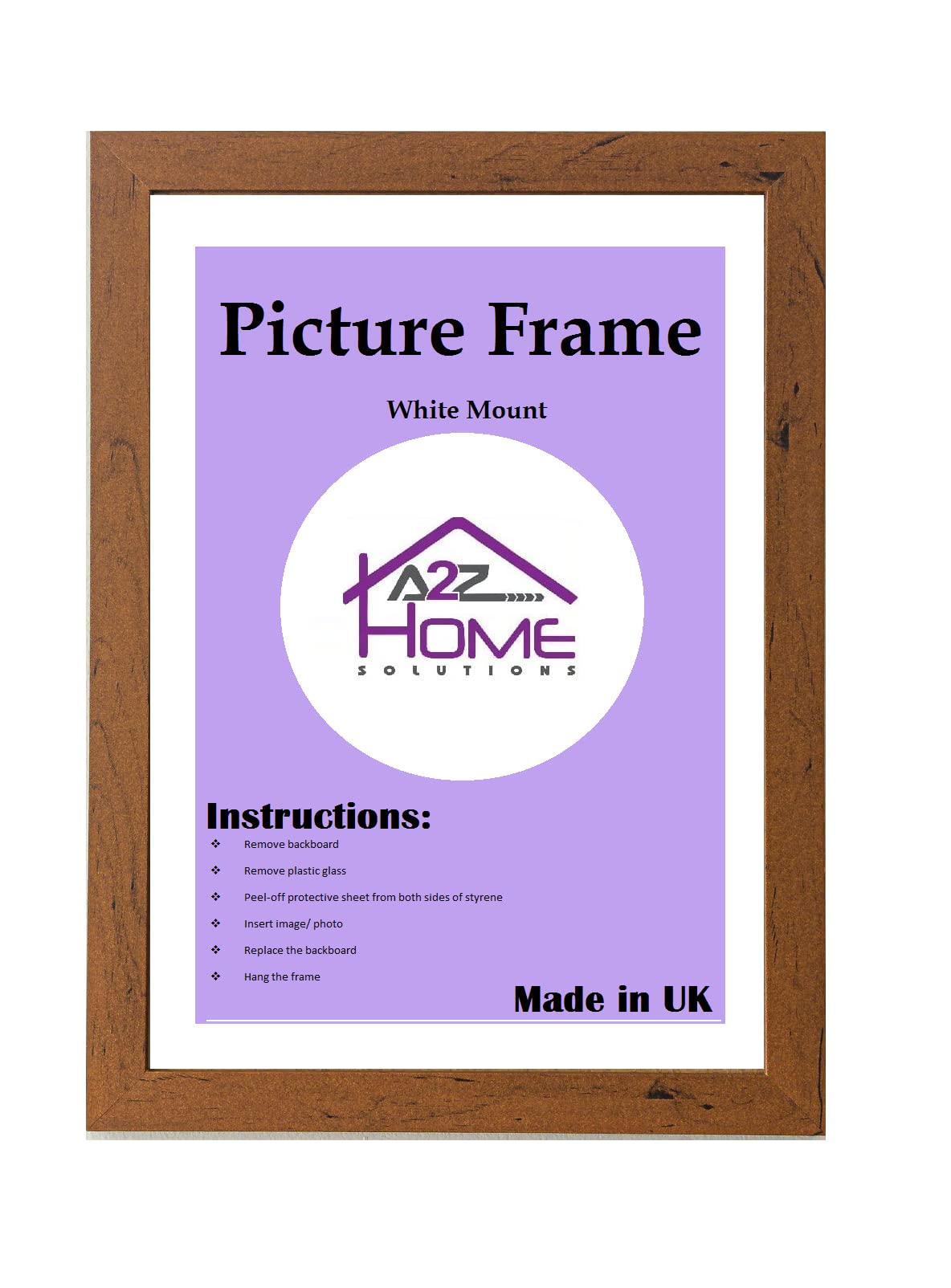 A2Z Home Solutions® Wall Poster Picture Frame With Mount to Hang Portrait or Landscape Art Gallery walnut Photo Frame With White Mount- 50x50cm Pic Size 40x40cm — image 1