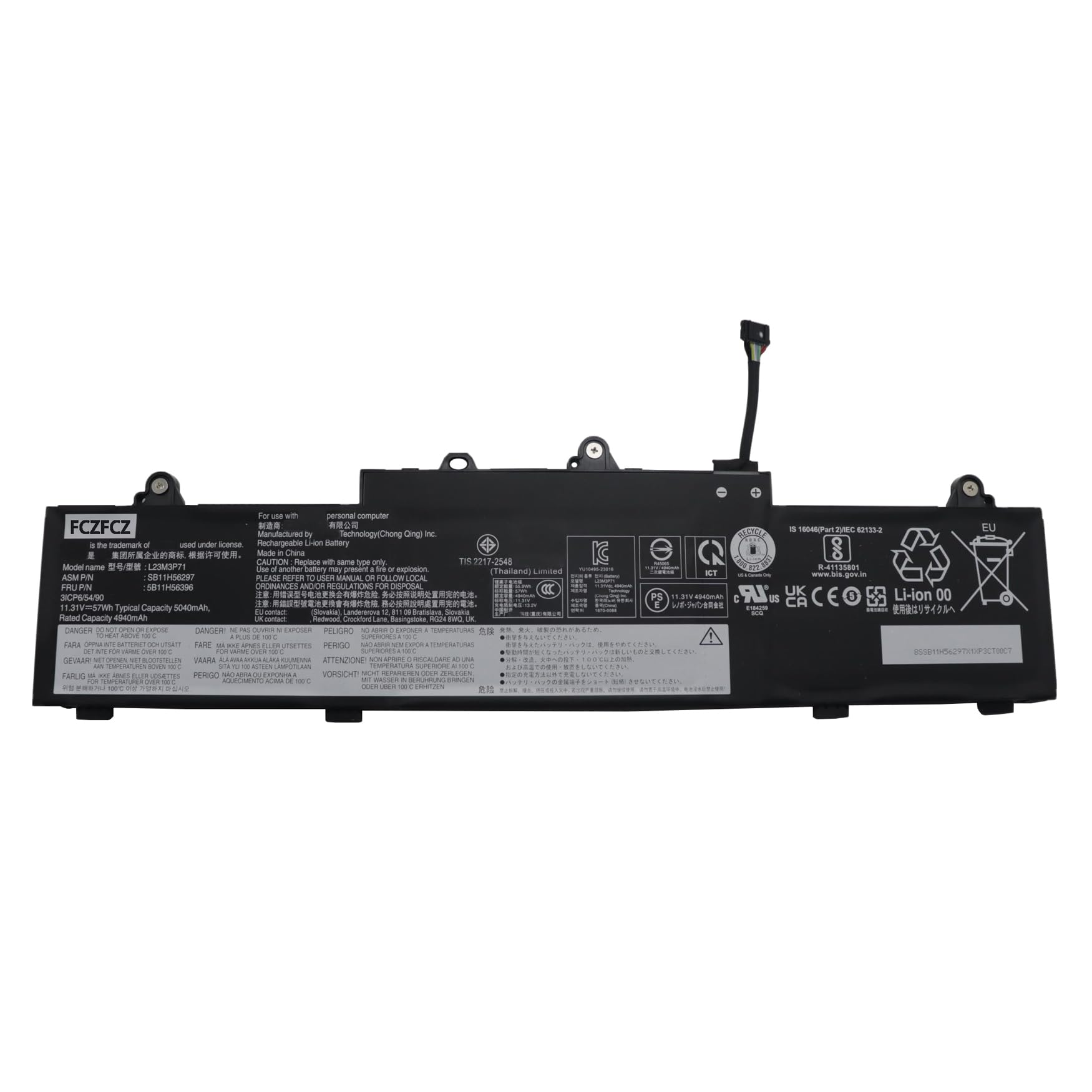 Amazon.com: FCZFCZ L23M3P71 Battery 57Wh Replacement for Lenovo