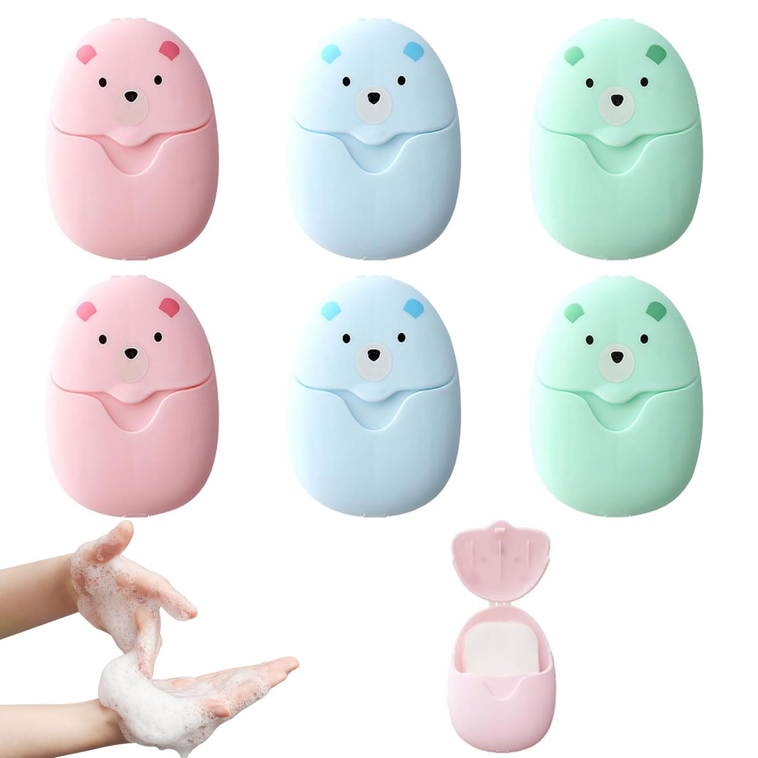 Sapone In Fogli Da Viaggio - 150 Pezzi Monouso, Portatili, Per Mani, Outdoor, Rosa/Blu/Verde - Foto 3