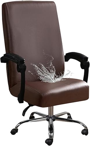 Miniatura 9 de Funda impermeable para silla de oficina, de piel sintética, funda elástica para silla giratoria con parte inferior elástica, protectores universales