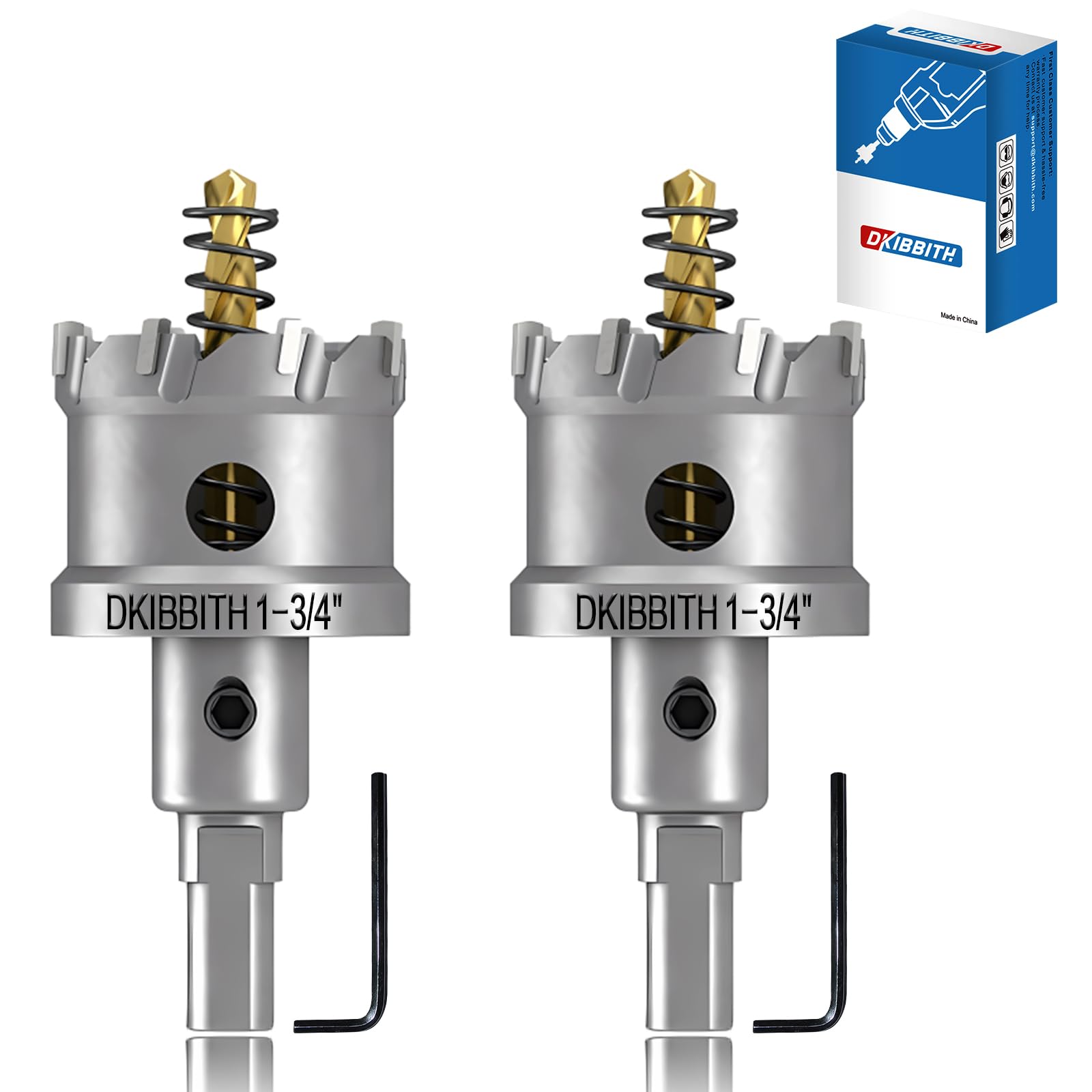 TCT Hole Saw Set, 2-Pack of 1-3/4" (45mm) Heavy Duty Tungsten Carbide Tipped Hole Cutters for Stainless Steel Mild Steel Copper Iron Brass Plastic and