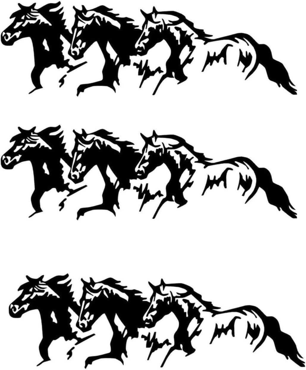 3 Pcs Black Running Horses Car Vehicle Self-Adhesive Sticker, Waterproof Decal Decor Bumper Stickers Automotive Exterior Accessories