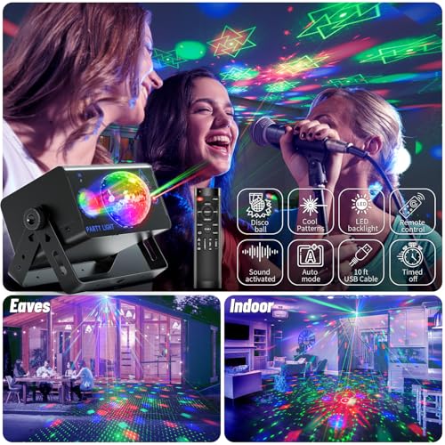 Image of Party Lights Dj Disco Ball Light, LED Stage Strobe Lights Sound Activated with Remote Control for Xmas Club Bar Parties Holiday Christmas Birthday Wedding Home Decorations