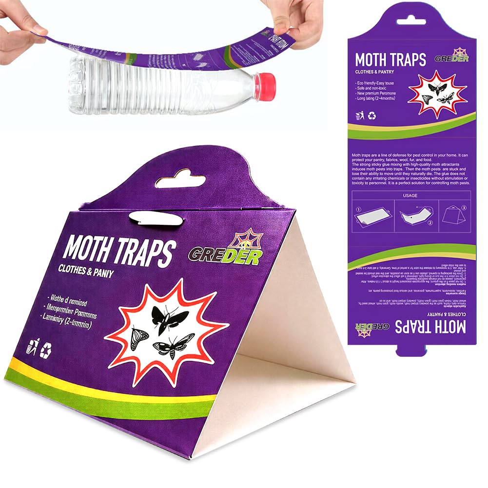 Moth Traps 10 Pack, Pheromone Sticky Traps, Odorless for Wardrobe, Carpet & Home Monitoring