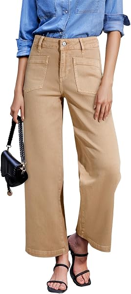 Sidefeel Wide Leg Jeans for Women High Waisted Stretchy Ankle Denim Pants