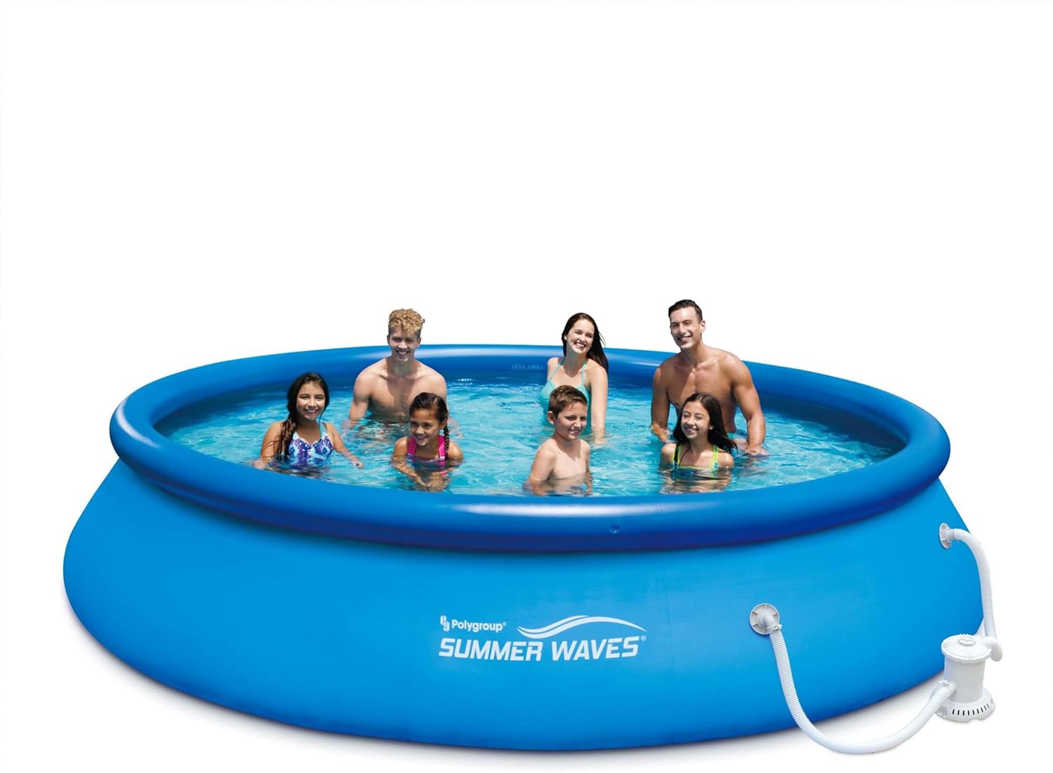 Summer Waves 15ft x 36in Quick Set Inflatable Outdoor Above Ground Round Swimming Pool with Filter Pump, (Air Pump not Included)