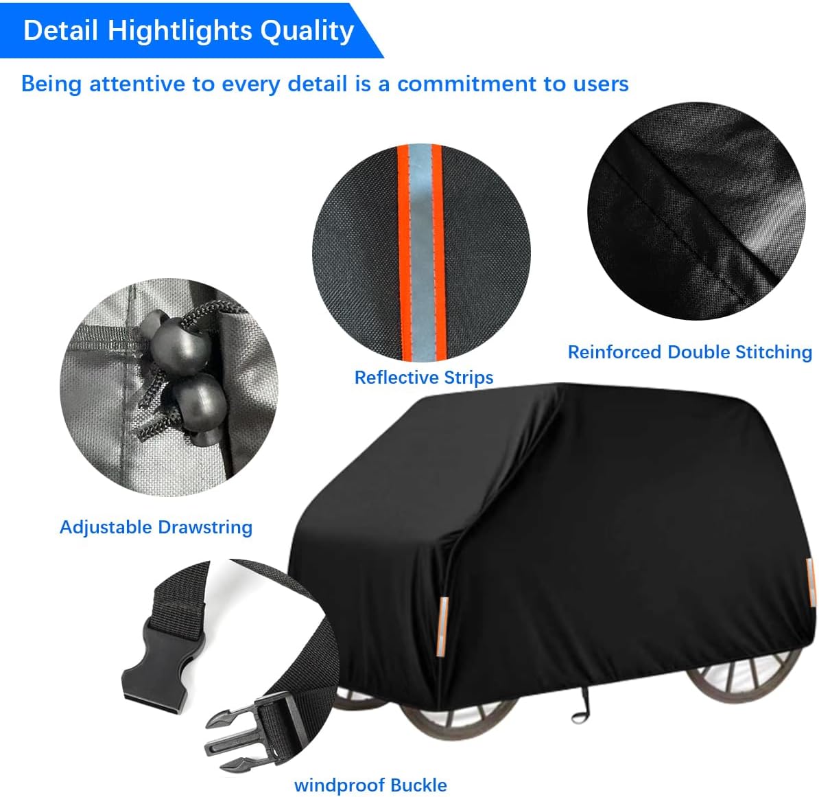 Heavy Duty Waterproof Horse Cart Cover - UV Resistant, Windproof & Dustproof Outdoor Storage Cover for Standard Horse Carriages with Elastic Hem & Drawstring