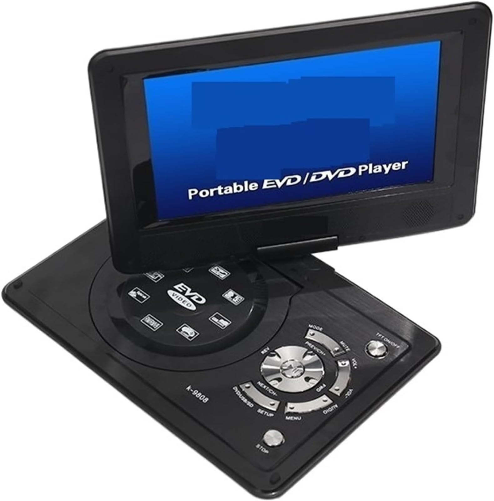 Lettore DVD portatile con schermo a libro, ricaricabile EVD Media Player con altoparlanti integrati, per viaggi in auto e uso domestico