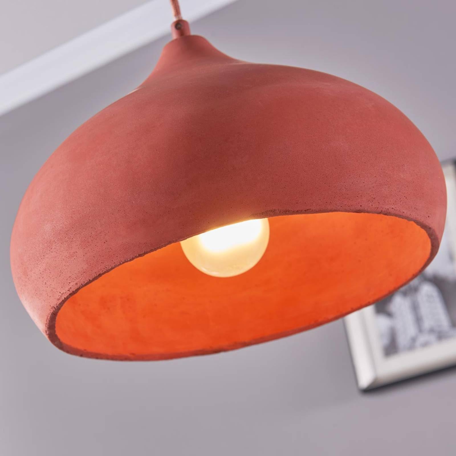 Lindby Suspension en béton Fiona à intensité variable (Méditerranéen) Terracotta e. a. pour Salon & Salle manger (1 lampe,à E27), Luminaire Lampe Plafond Plafonnier