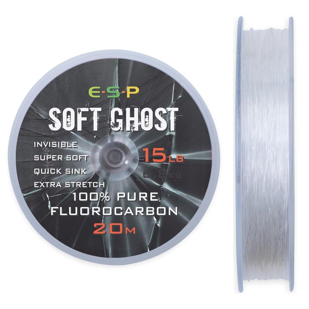 ESP Soft Ghost Fluorocarbon Hooklength 20m For Carp Fishing: 15lb