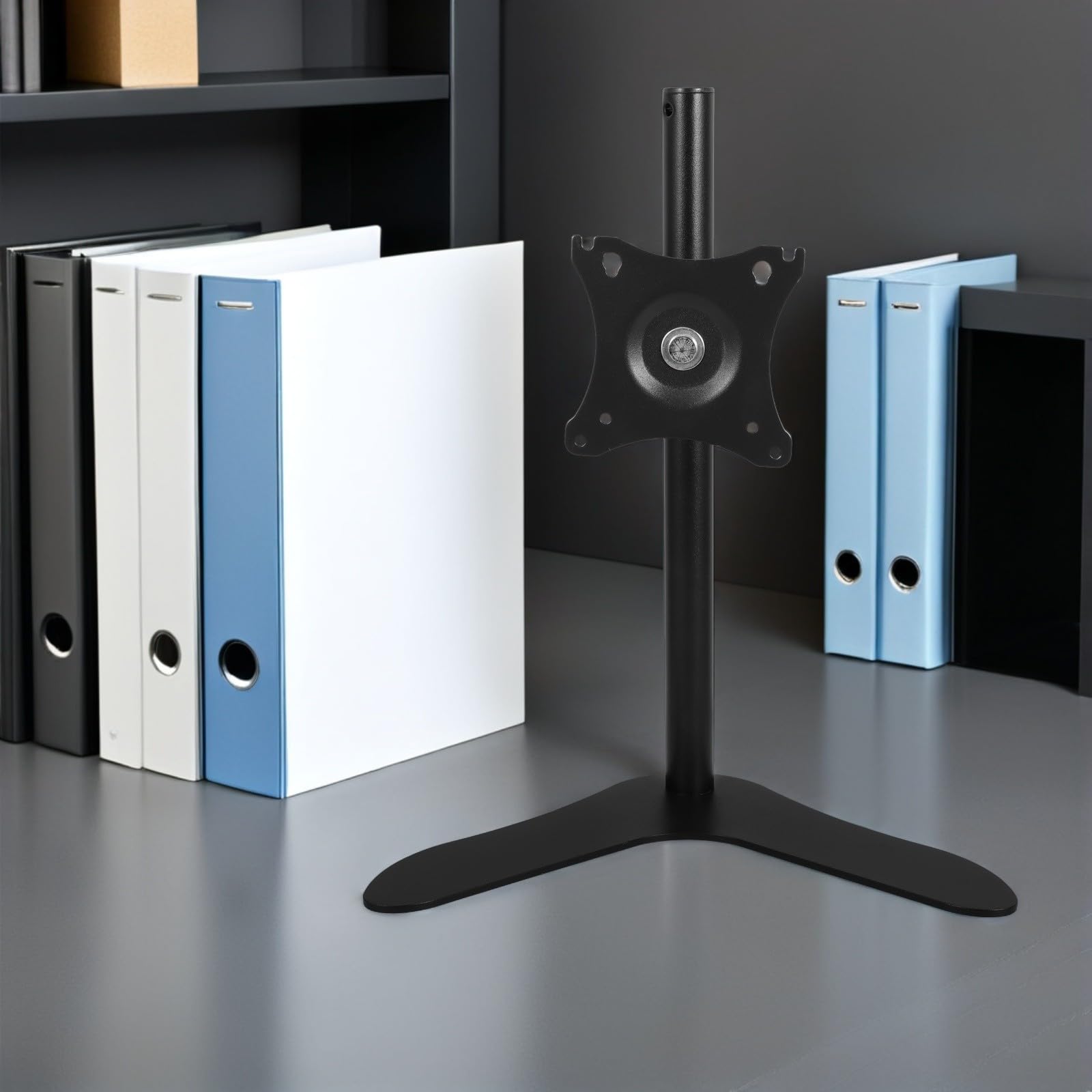OUNONA Supporto a 27 e Tavolo da Altezza Monitor per Regolabile Rotazione 360° Inclinazione ±45° 14 Pollici in Acciaio Nero per Schermi per Ufficio