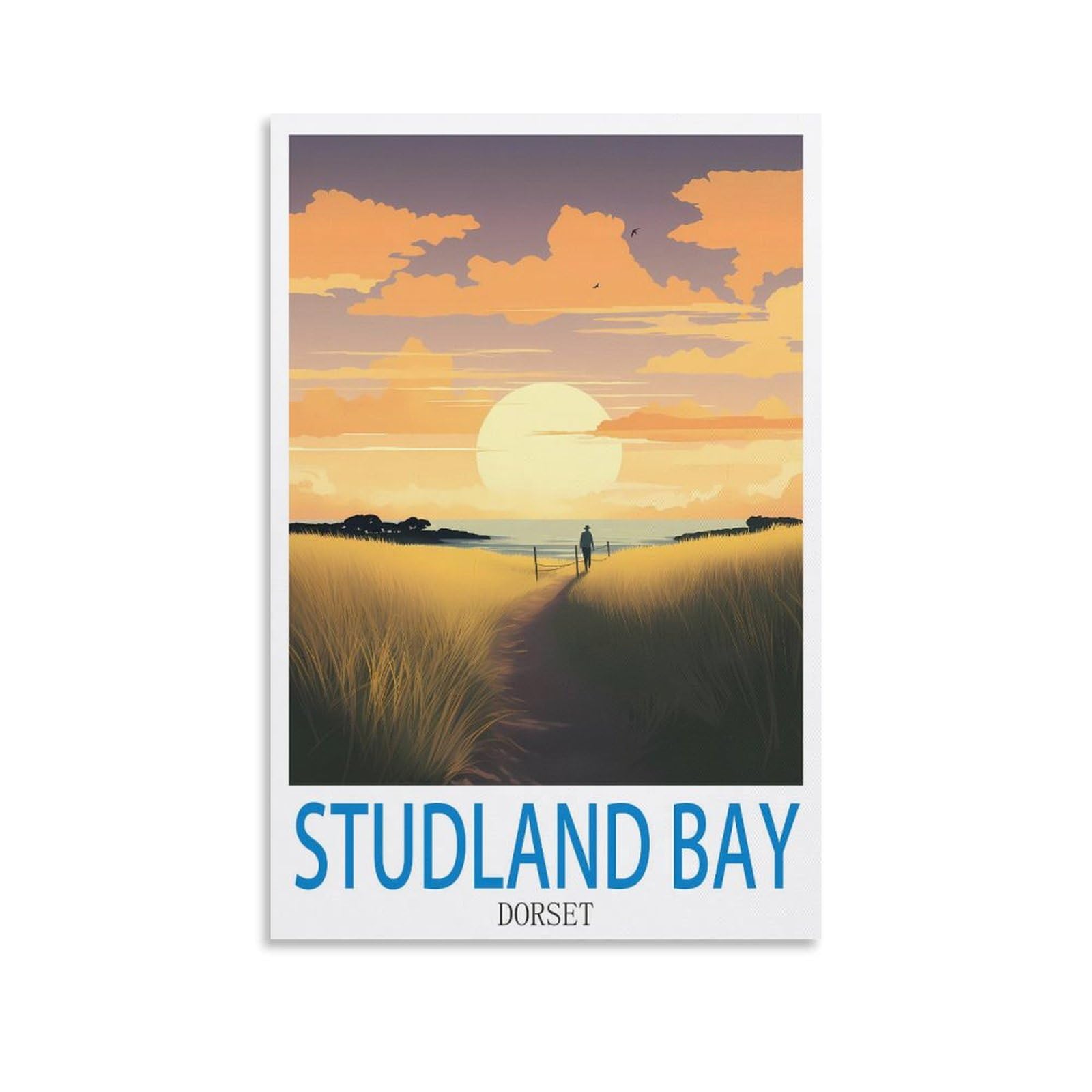 Fzyuen Unframe-Style Studland Bay Dorset Vintage Travel Posters 08X12inch(20X30cm) Canvas Wall Art Prints For Wall Decor Room Decor Bedroom Decor