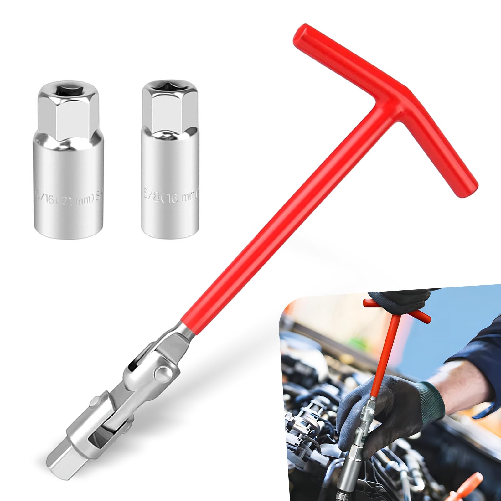 lekudo 3 PCS Automotive Spark Plug Socket Wrench with 5/8 