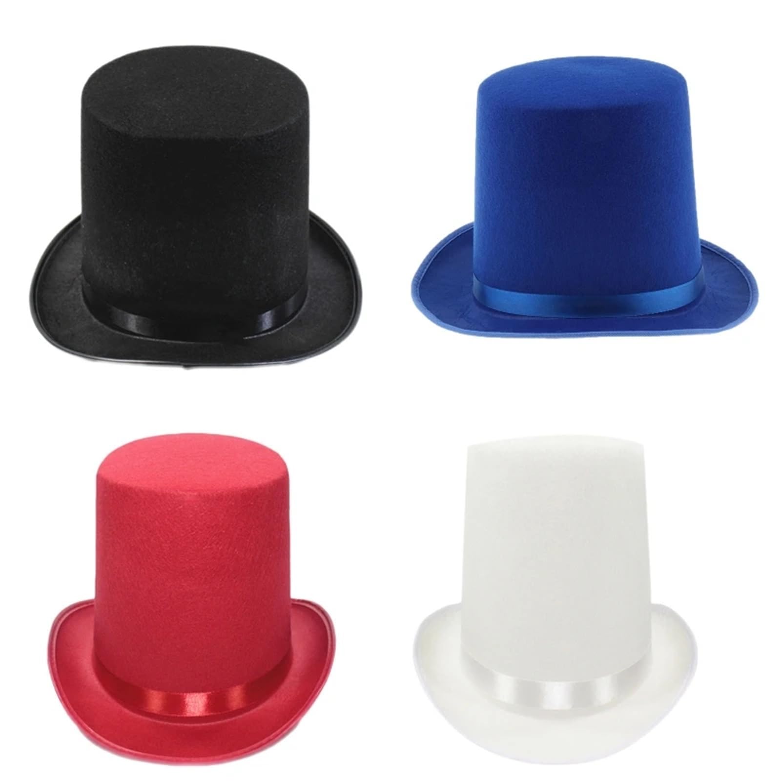 Cappello a Cilindro Cappello a Cilindro da Mago Cappello a Cilindro Nero Cappello da Mago eseguito Spettacoli teatrali Cappello a Bombetta Costume in Maschera(Red)